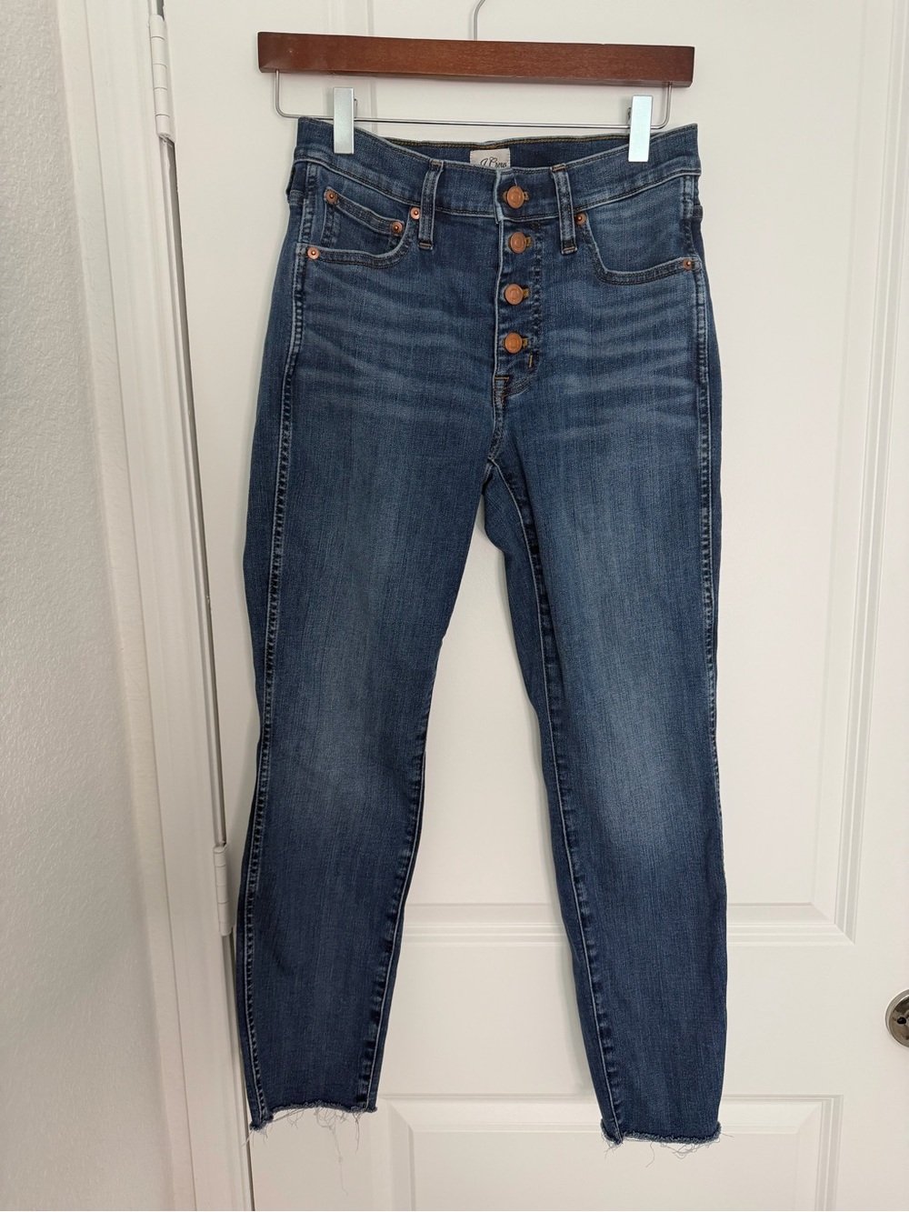 J. Crew Dark Blue High-Rise Button-Fly Jeans